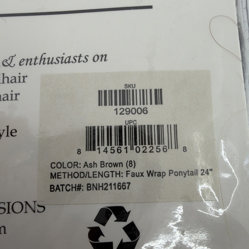 BELLAMI Faux Wrap Ponytail Ash Brown 24" #8 New Sealed Bag 180 Grams Faux Hair - Picture 5 of 5